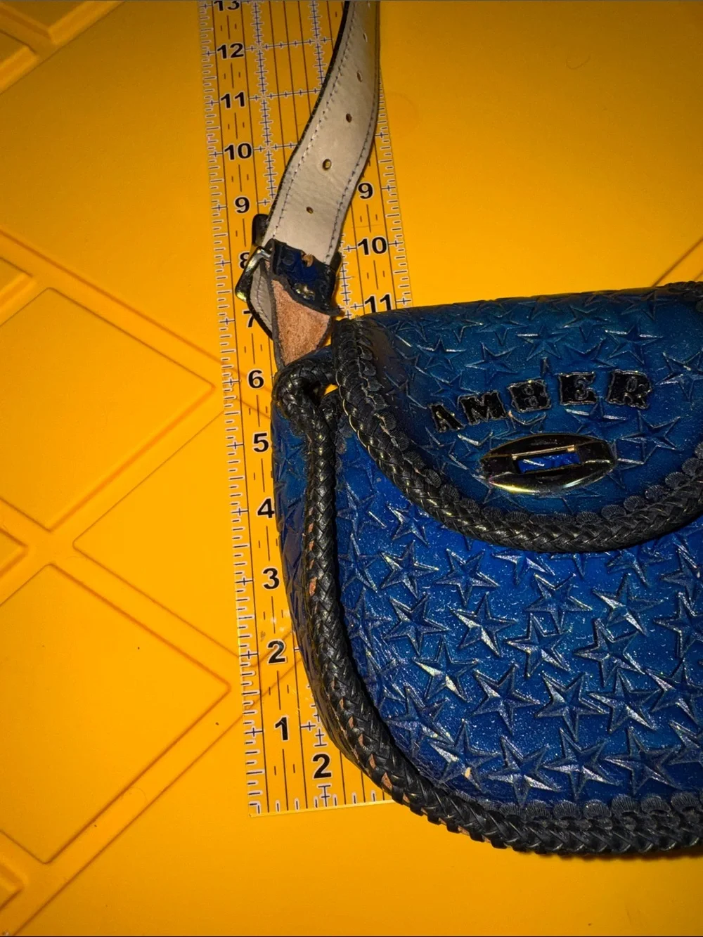 Navy Star Embossed “Amber” Crossbody Bag